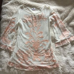 Boho cream flare mesh free people dress